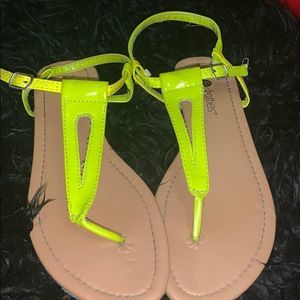 Neon green sandals